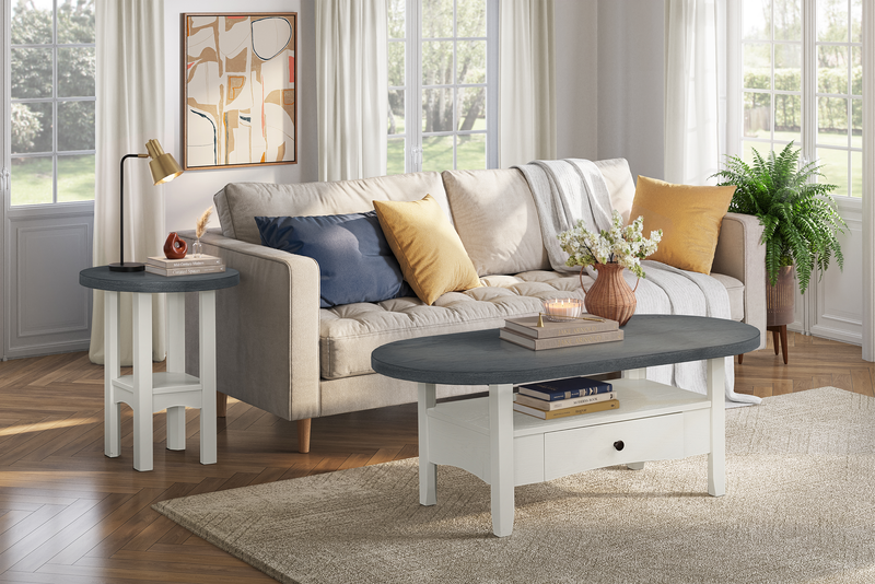 Dena 47” Modern Oval Coffee Table – Dove Grey