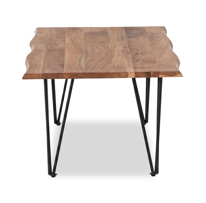 Dillion 45” Industrial Coffee Table with Iron Hairpin Legs – Natural Acacia