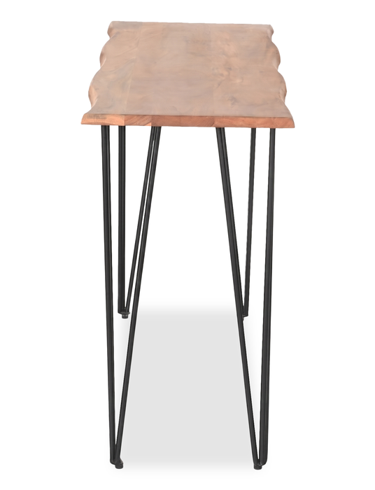 Dillion 45” Industrial Sofa Table with Iron Hairpin Legs – Natural Acacia