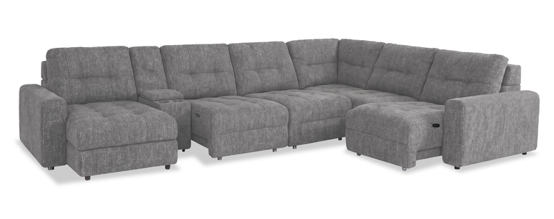 Scott Living Elevate Modular 7-Piece Left-Facing Chenille Fabric Power Sliding Sectional with Storage - Grey