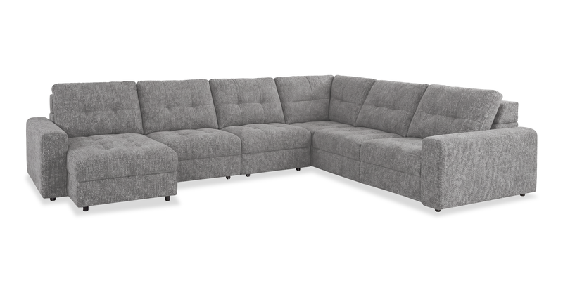 Scott Living Elevate Modular 6-Piece Left-Facing Chenille Fabric Power Reclining and Sliding Sectional - Grey