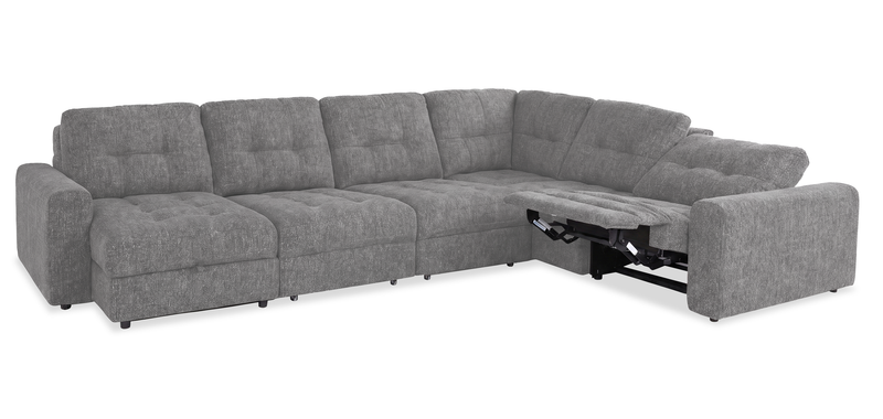 Scott Living Elevate Modular 6-Piece Left-Facing Chenille Fabric Power Reclining and Sliding Sectional - Grey