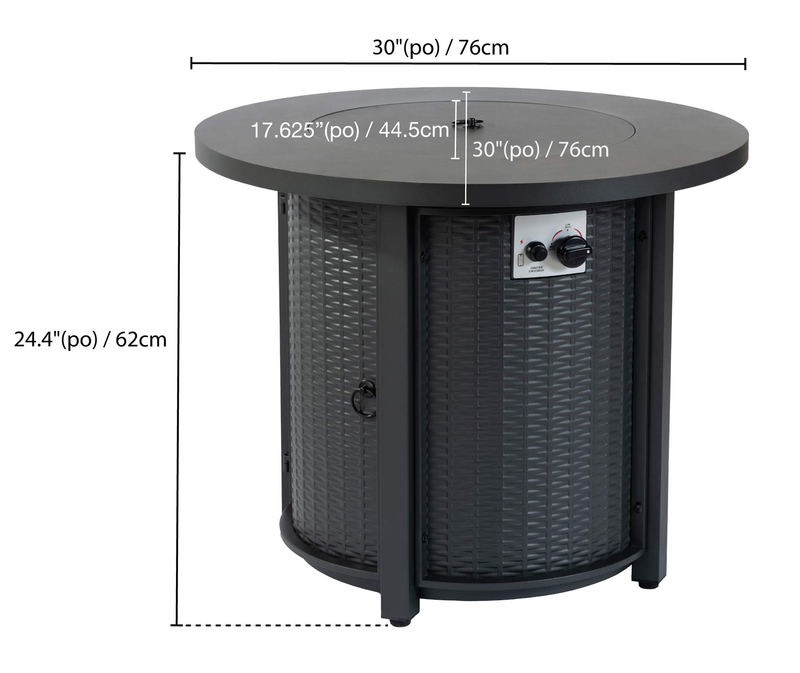 Ember Fire Pit Table, 30\"W, 40,000 BTU, Propane, Metal
