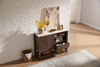 Essex 47.25” 3-Shelf Accent Cabinet with Sliding Door – Walnut Oak | Armoire décorative Essex de 47,25 po à 3 tablettes avec porte coulissante - chêne noyer