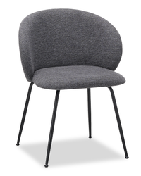 Evita Dining Chair with Cushion Fabric Seat & Back, Metal – Grey 