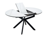 Evita Dining Table with Extension Sintered Stone Top, 41-54"W Round, Metal - Grey/Black | Table de salle à manger ronde Evita de 41 po à 54 po (L) en métal avec rallonge et dessus en pierre frittée - grise et noire