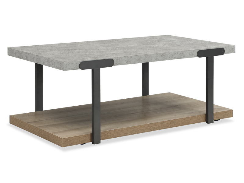 Felicity 44” Rectangular Coffee Table with Shelf and Casters – Grey