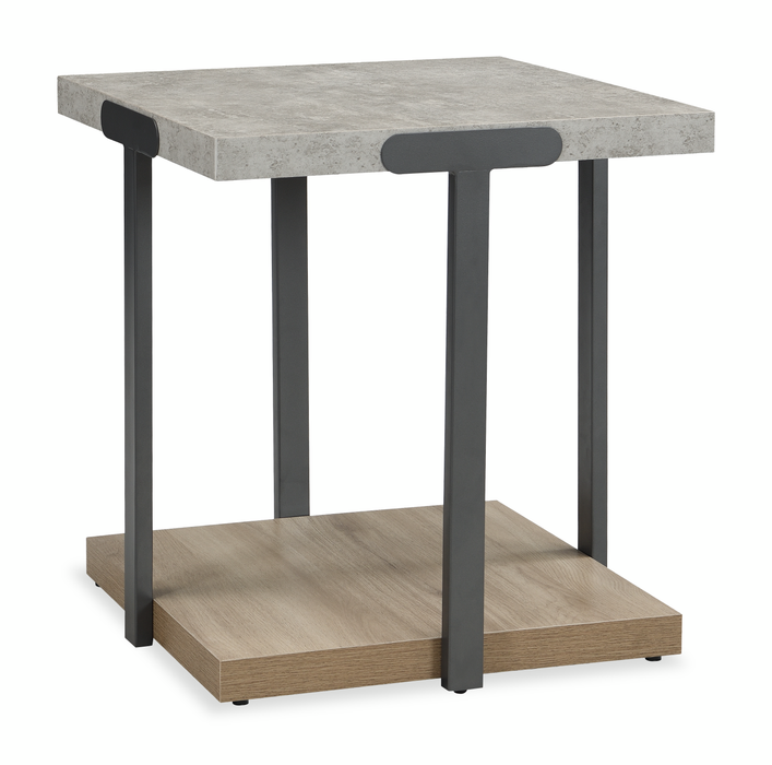 Felicity 22” Square End Table with Shelf - Grey