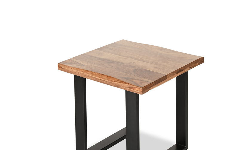 Fletcher 24” Contemporary End Table with Iron Frame - Brownstone