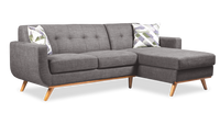 Kort & Co. Freeman 2-Piece Right-Facing Sectional with Wood Legs – Charcoal Grey 