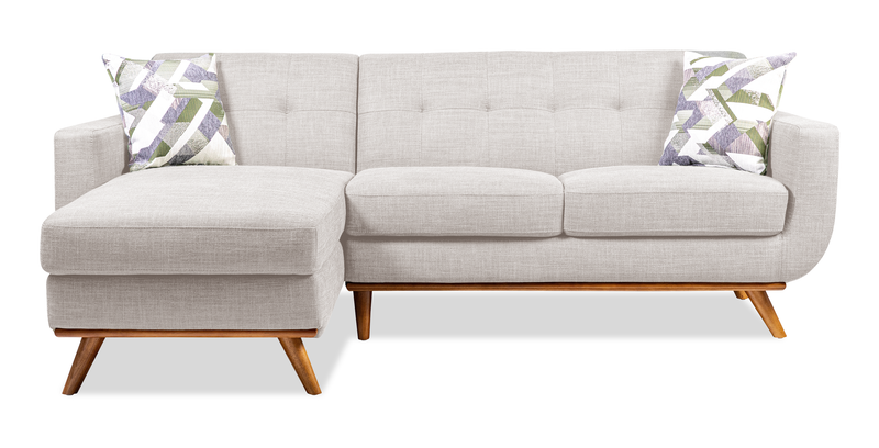 Kort & Co. Freeman 2-Piece Left-Facing Sectional with Wood Legs – Dove White