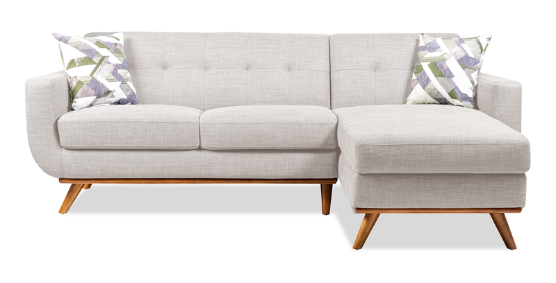 Kort & Co. Freeman 2-Piece Right-Facing Sectional with Wood Legs – Dove White