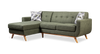 Kort & Co. Freeman 2-Piece Left-Facing Sectional with Wood Legs – Avocado Green | Sofa sectionnel gauche Freeman de Kort & Co. 2 pièces de po en tissu d’apparence lin avec pattes en bois - vert avocat