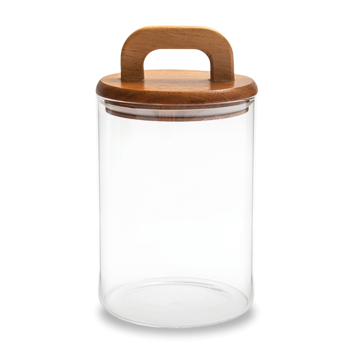 Glass 2-Piece Storage Set with Acacia Wood Lids