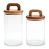 Glass 2-Piece Storage Set with Acacia Wood Lids | Ensemble de rangement 2 pièces en verre avec couvercles en acacia