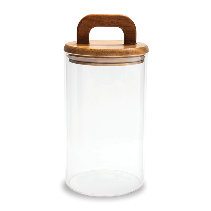 Glass 2-Piece Storage Set with Acacia Wood Lids