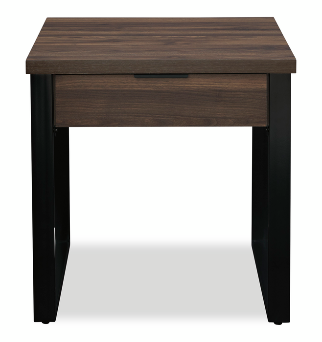 Griffin 23.5” Contemporary End Table with Storage – Dark Brown
