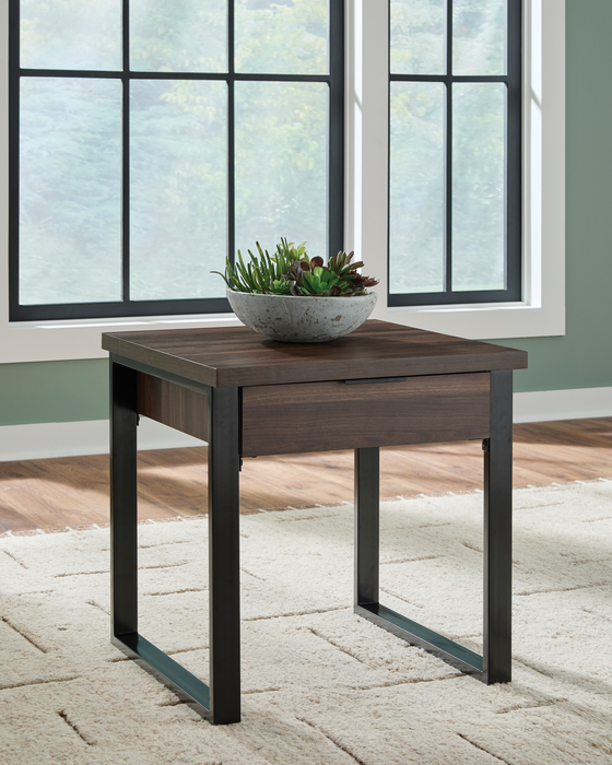 Griffin 23.5” Contemporary End Table with Storage – Dark Brown
