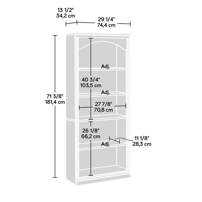 Halston 29.29” 5-Shelf Bookcase with Adjustable Shelves – Salt Oak