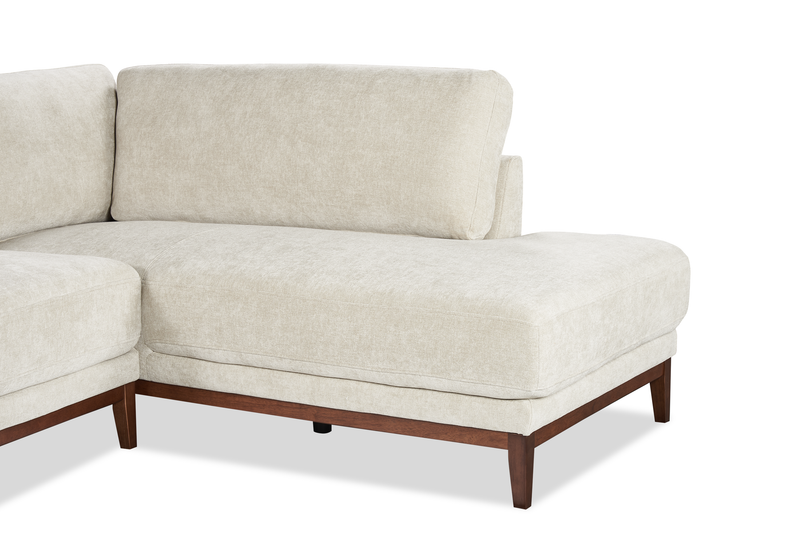 Horizon 2-Piece Right-Facing Fabric Sectional with Wood Base and Legs - Stone