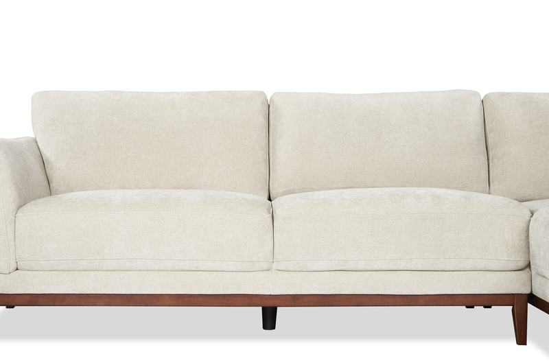 Horizon 2-Piece Right-Facing Fabric Sectional with Wood Base and Legs - Stone