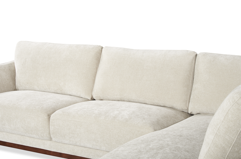 Horizon 2-Piece Right-Facing Fabric Sectional with Wood Base and Legs - Stone