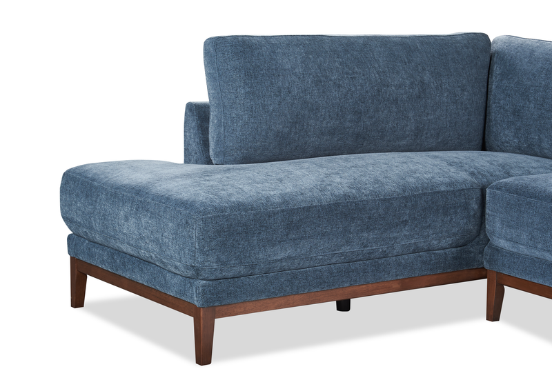Horizon 2-Piece Left-Facing Fabric Sectional with Wood Base and Legs - Navy