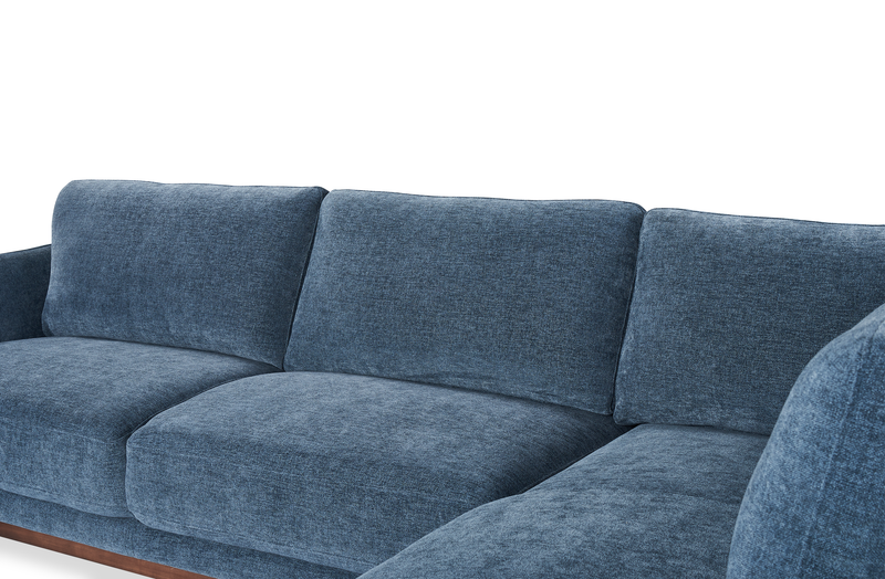 Horizon 2-Piece Right-Facing Fabric Sectional with Wood Base and Legs - Navy