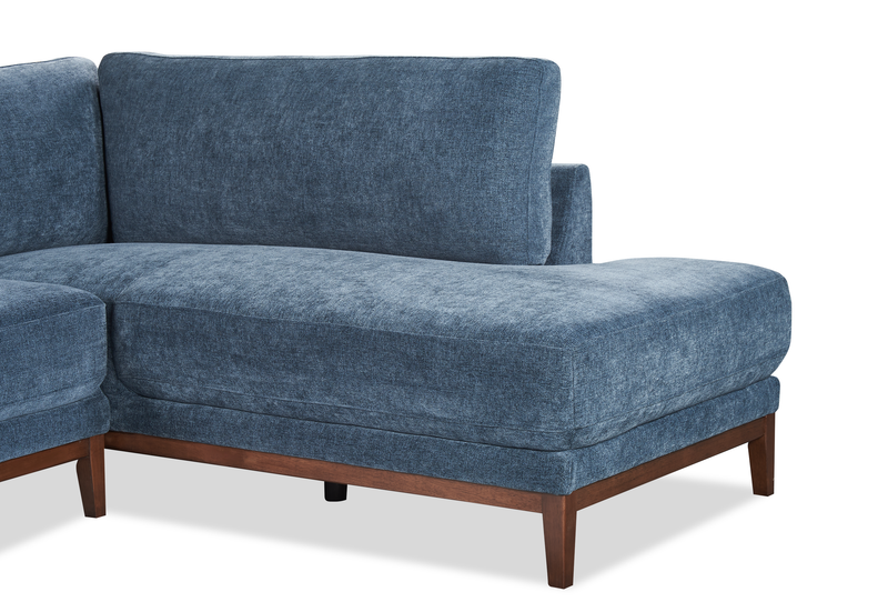 Horizon 2-Piece Right-Facing Fabric Sectional with Wood Base and Legs - Navy