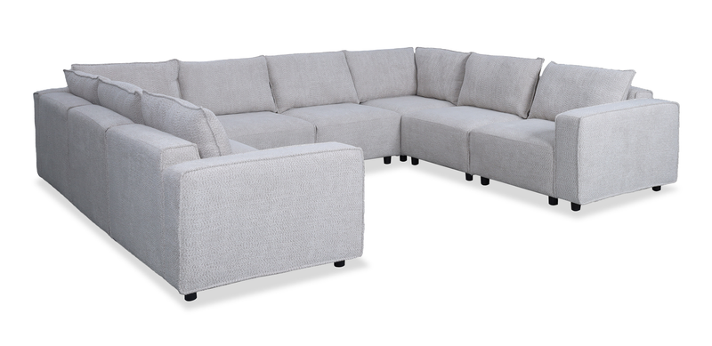 Infinity Modular 8-Piece Chenille Fabric Sofa Sectional – Light Grey