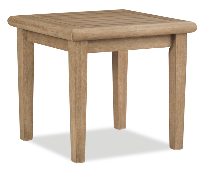 Juno Outdoor Patio End Table - Eucalyptus Wood, UV & Weather Resistant - Natural