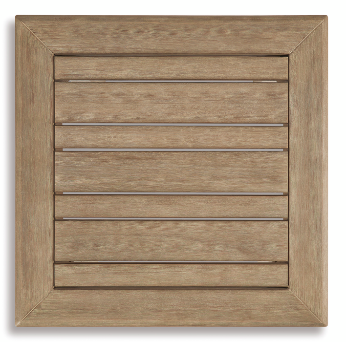 Juno Outdoor Patio End Table - Eucalyptus Wood, UV & Weather Resistant - Natural