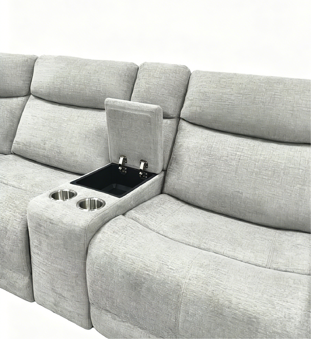 Kacey 6-Piece Chenille Fabric Power Reclining Sectional with USB Port - Grey