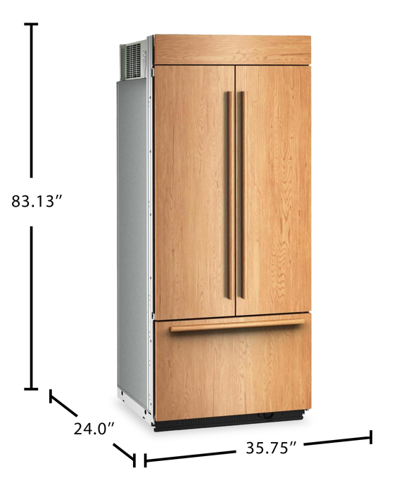 KitchenAid 36\" 20.8 Cu. Ft. Built-In French Door Bottom Mount Refrigerator - Panel Ready - KBFN536TPA