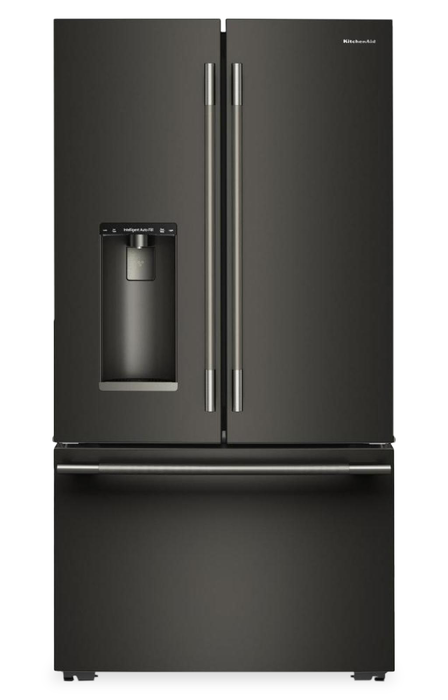 KitchenAid 35.6\" 23.1 Cu. Ft. Counter-Depth French Door Refrigerator – Black Ore - KRFC536SBE