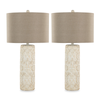 Lacey 16\" 2-Piece Table Lamp Set with Beige Linen-Look Shade – Brown