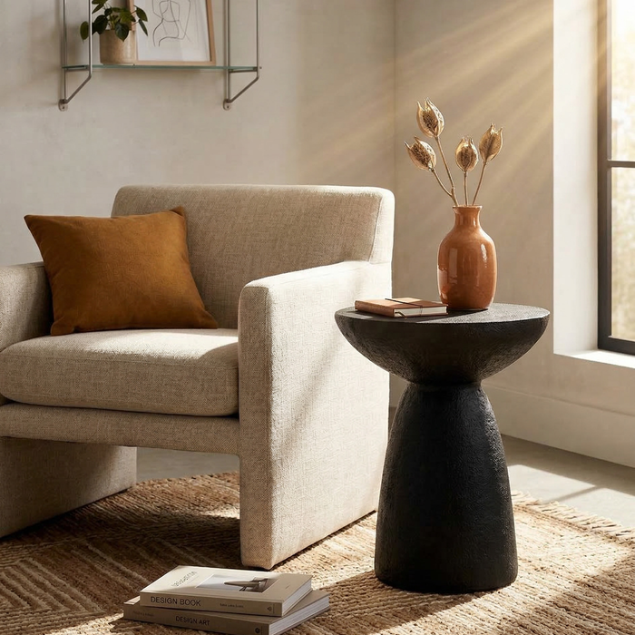 Lake 18.9\" Modern End Table – Matte Black