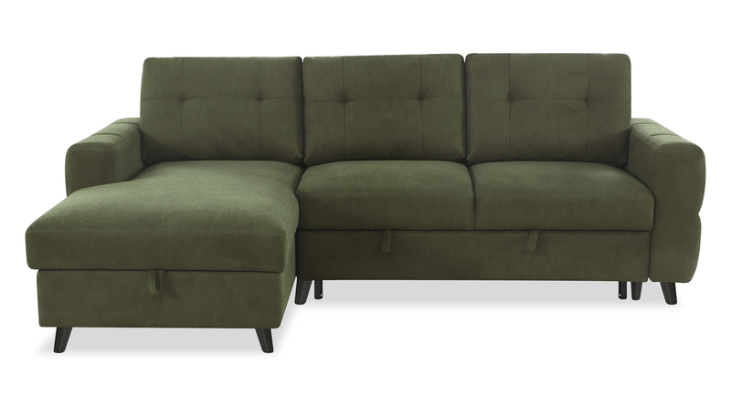 Laval 2-Piece Left-Facing Fabric Sleeper Sectional with Storage Chaise - Green