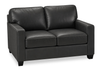 Made in Canada Lennox 57” Genuine Leather Loveseat with Removable Cushions - Black | Causeuse Lennox de 57 po fabriquée au Canada en cuir véritable avec coussins amovibles - noire