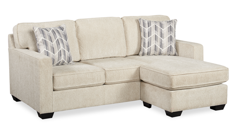 Made in Canada Lennox Chenille Fabric Reversible Sectional with Reversible Cushions - Taupe
