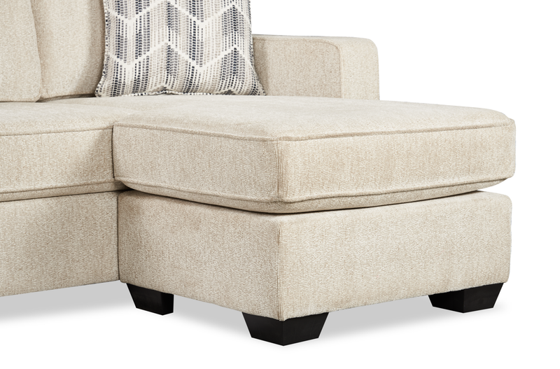 Made in Canada Lennox Chenille Fabric Reversible Sectional with Reversible Cushions - Taupe