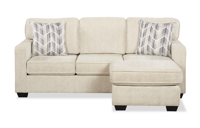 Made in Canada Lennox Chenille Fabric Reversible Sectional with Reversible Cushions - Taupe