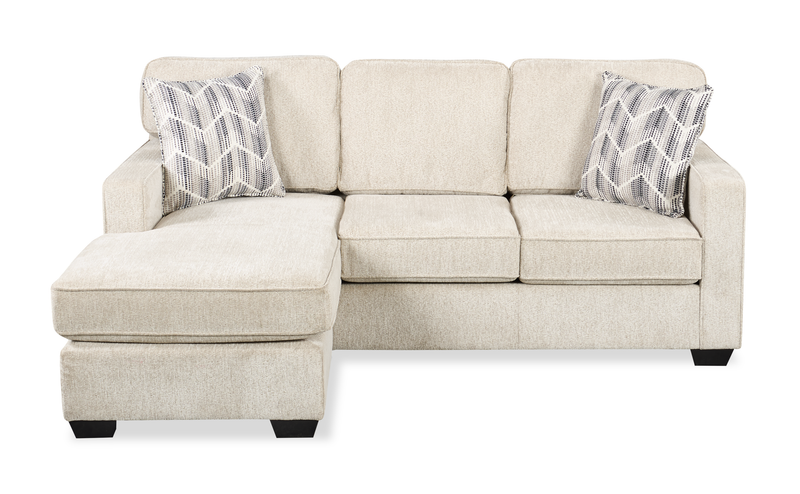 Made in Canada Lennox Chenille Fabric Reversible Sectional with Reversible Cushions - Taupe