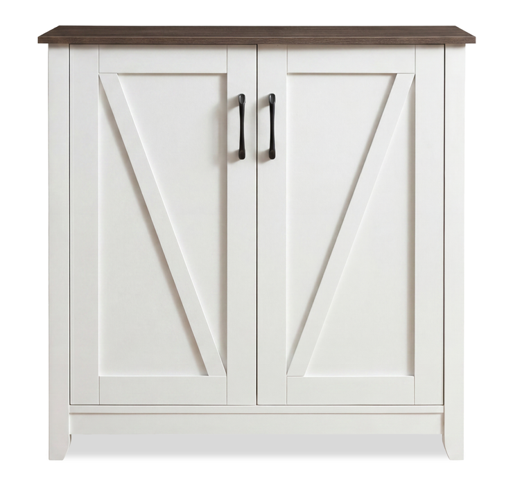 Lexie 35.5” Shoe Storage Cabinet with Walnut Oak Top - White