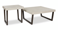 Lisette 40” Contemporary 2-Pack Coffee + End Table with Cement Look Top - Grey