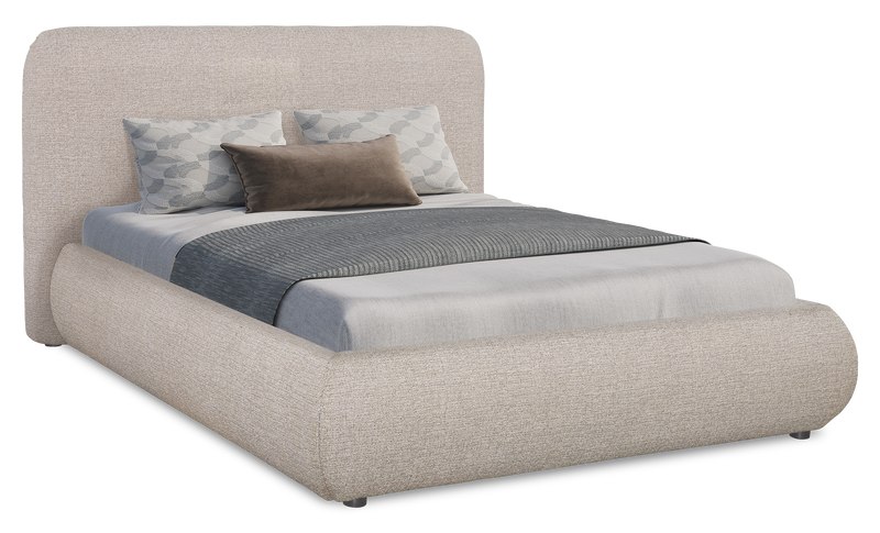 Luka Upholstered Platform Bed in Grey Polyester Fabric, Modern - Full Size