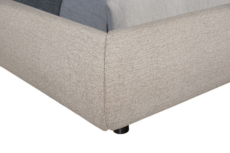 Luka Upholstered Platform Bed in Grey Polyester Fabric, Modern - King Size