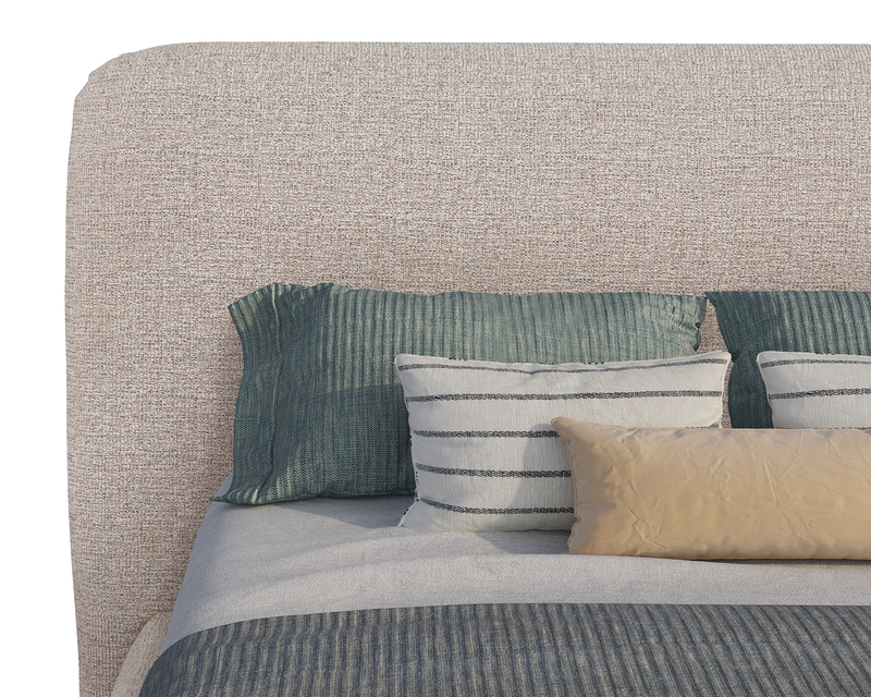 Luka Upholstered Platform Bed in Grey Polyester Fabric, Modern - King Size