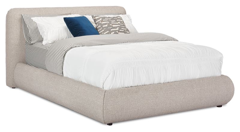 Luka Upholstered Platform Bed in Grey Polyester Fabric, Modern - Queen Size