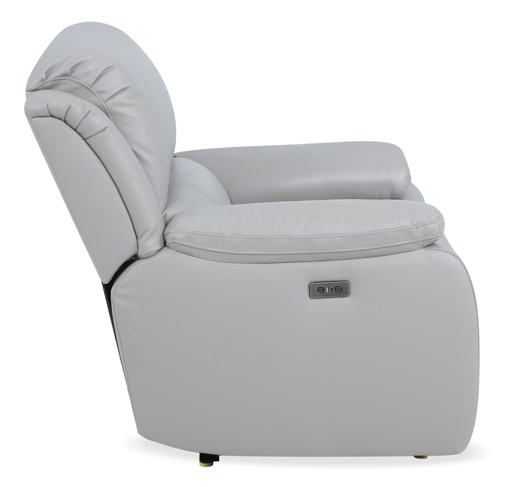 Marcel 39” Genuine Leather Power Reclining Chair with USB Port – Calm Grey